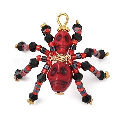 Halloween Theme Dyed Synthetic Turquoise & Glass Seed Beads Pendants&nbsp;PALLOY-MZ00774