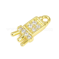 Brass Micro Pave Clear Cubic Zirconia Pendants&nbsp;KK-L238-15G