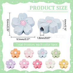 54色亜鉛合金ビーズ9個  花  ミックスカラー  10x9.5x4mm  穴：1.8mm  6個/カラー&nbsp;FIND-PH0021-56