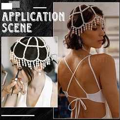 ABS Imitation Pearl Mesh Headpiece Cap&nbsp;AJEW-WH20017-84