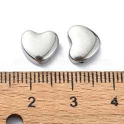 変色しない304ステンレススチールビーズ  ハート  ステンレス鋼色  8x9x4.5mm  穴：1.4mm&nbsp;X-STAS-C089-03A-P