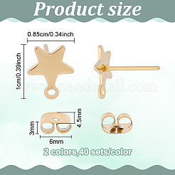 80Pcs 304 Stainless Steel Stud Earring Findings&nbsp;STAS-ME0001-32