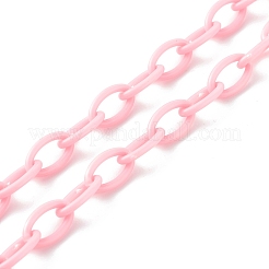 透明アクリルパーツネックレス  不透明なアクリルアズキチェーン付き  ハート  パールピンク  21.25インチ（54cm）&nbsp;NJEW-JN03521-02