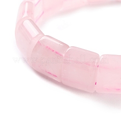 女性用天然ローズクォーツビーズストレッチブレスレット  長方形  内径：2-1/4インチ（5.8cm）&nbsp;BJEW-C081-10