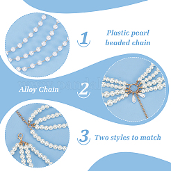 2Pcs 2 Styles Multi Layered ABS Plastic Pearl Beaded Chain Belts&nbsp;AJEW-FG0004-01