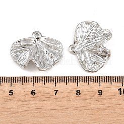 合金ペンダント  質感のある葉っぱのチャーム  カドミウムフリーと鉛フリー＆ニッケルフリー  ラックめっき  プラチナ  21x24.5x8mm  穴：1.4mm&nbsp;PALLOY-T096-01P