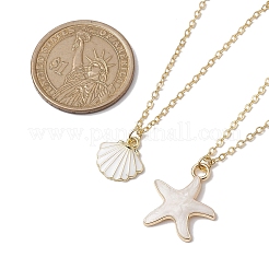2Pcs Alloy Enamel Shell & Starfish Pendants Necklaces&nbsp;NJEW-JN04781