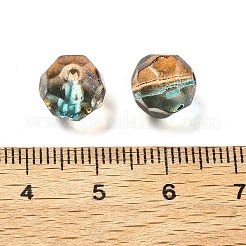 ガラスビーズ50個1セット  トランスペアレント  ラウンド  多面カット  ティール  9.5~10x9mm  穴：1.6mm&nbsp;GLAA-D300-03K