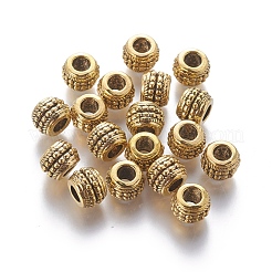 チベット風ヨーロピアンビーズ  ロンデル  カドミウムフリー＆鉛フリー  アンティーク黄金  9x6.8mm  穴：4.2mm&nbsp;GLF11511Y