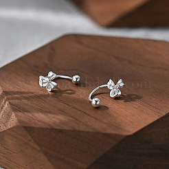 S999 ファインシルバースタッドピアス  クローバー  銀  6x7mm&nbsp;EJEW-A127-03S