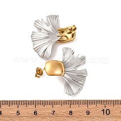 304ステンレススチール製ツートンスタッドピアス（女性用）  ゴールデン·ステンレス鋼色  26x28.5mm&nbsp;EJEW-A136-01C-GP