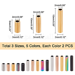 イオンプレーティング（IP）304ステンレス鋼チューブビーズ30個  ミックスカラー  6~15x3mm  穴：2mm  30pc&nbsp;STAS-DC0005-80