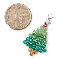 ガラスと合金のペンダント  プラチナ真鍮パーツと  土星のクリスマスツリー  ミックスカラー  45x24.5x4.5mm  穴：4mm&nbsp;PALLOY-JF02988