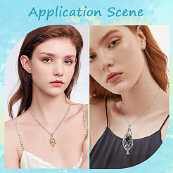 6Pcs 6 Styles Star Moon Stainless Steel Braided Chain Macrame Pouch Empty Stone Holder Pendant Necklace Making&nbsp;NJEW-SC0001-44