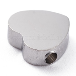 変色しない304ステンレススチールビーズ  ハート  ステンレス鋼色  8.5x9.2x3mm  穴：1.8mm&nbsp;STAS-O139-03P