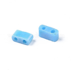 2穴不透明ガラスシードビーズ  アブカラー  長方形  ディープスカイブルー  4.5~5.5x2~2.5x2mm  穴：0.5~0.8mm&nbsp;SEED-N004-002-B01
