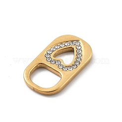304ステンレススチールラインストーンペンダント  18KGP本金メッキ  ハート  20x11x2mm  穴：6x7.5mm&nbsp;STAS-D300-01G-08