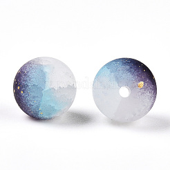 Frosted Baking Paint Crackle Glass Beads with Glitter Powder&nbsp;DGLA-T004-01J
