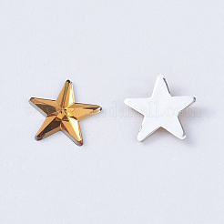 アクリルラインストーンフラットバックカボション  バックメッキ  多面カット  スター  オレンジ  10x1.5mm&nbsp;RSB385-45
