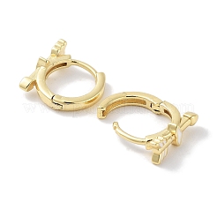 Real 18K Gold Plated Brass Enamel Arrow Hoop Earrings for Women&nbsp;EJEW-L269-136G