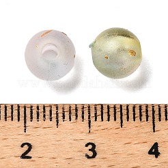 つや消し透明なアクリルビーズ  ラウンド  金箔とグリッター付き  グラデーションカラー  リネン  8x7.5mm  穴：2mm  約2000個/500g&nbsp;OACR-F013-13A