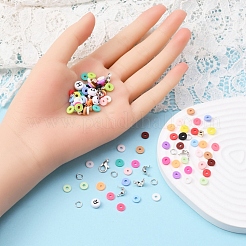 DIY平石ジュエリーセット製作キット  ポリマークレイ、アクリル、プラスチックビーズを含む  合金クラスプ＆ペンダント  アイアンボールチープ＆丸カン  伸縮性のある糸  はさみ  ミックスカラー  プラスチック：6x1mm  穴：2mm  2700個/箱&nbsp;DIY-YW0005-52