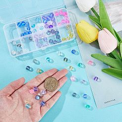 100個10色ガラスビーズ  ホログラフィックビーズ  染め  艶消し  ラウンド  ミックスカラー  8mm  穴：1mm  10個/カラー&nbsp;G-SP0001-02