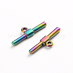 イオンプレーティング（IP）304ステンレススチールマンテルパーツ  バー  虹色  23.5x7x3mm  穴：1.8mm&nbsp;STAS-D142-04C-M