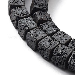 天然溶岩岩ビーズ連売り  艶消し  キューブ  4.5~5x4.5~5x4.5~5mm  穴：1mm  約80個/連  15.75''（40センチメートル）&nbsp;G-H303-C03