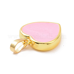本物の 18k 金メッキ環境に優しいラック メッキ真鍮エナメル ペンダント  カドミウムフリー＆鉛フリー  長持ちメッキ  ハートチャーム  パールピンク  17x15x3.5mm  穴：3.5x6mm&nbsp;KK-F843-06G-01