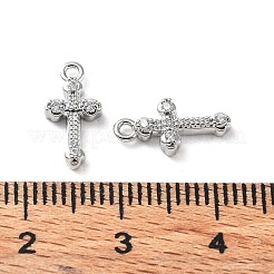 ラックメッキ真鍮マイクロパヴェキュービックジルコニアペンダント  コルスチャーム  プラチナメッキ  13x6x2.5mm  穴：1.2mm&nbsp;KK-K333-79P