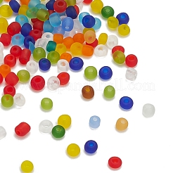 ガラスシードビーズ8色  つや消し色  ラウンド  ミックスカラー  3mm  穴：1mm  約15g /カラー&nbsp;SEED-YW0001-61