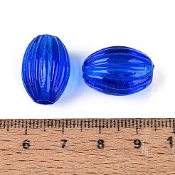 手作りのリブ付きランプワークビーズ  オーバル  ブルー  19~20x12.5~14mm  穴：1.5~2.5mm&nbsp;LAMP-N042-01G