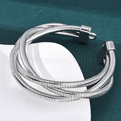 鉄製の丸い蛇のチェーン  コネクタチャームブレスレット作成用の厚いメッシュチェーン  プラチナ  8-3/8インチ（21.2cm）  ワイド：13.5mm  穴：4x4.5mm&nbsp;BJEW-G741-02P