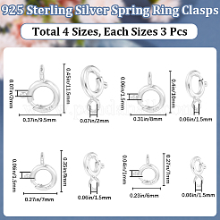12 個 4 スタイル 925 スターリングシルバー引き輪  リング  スタンプ925個付き  銀  7~11.5x6~9.5x1~2mm  穴：1.5~2mm  3個/スタイル&nbsp;STER-BBC0005-97P
