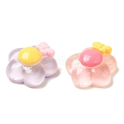 漫画の半透明樹脂カボション  ジュエリー作りのための  ミックスカラー  花  12.5x13x6.5mm&nbsp;RESI-C039-01Q