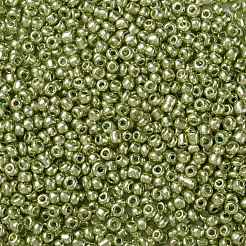 12/0 ガラスシードビーズ  メタリックカラースタイル  ラウンド  ダークカーキ  12/0  2mm  穴：1mm  約30000個/ポンド&nbsp;SEED-A017-2mm-1112