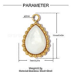 304 Stainless Steel with White Shell Charms&nbsp;SH-OY001-02G