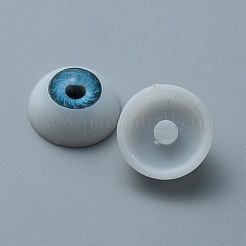 プラスチッククラフト目  中空の眼球  人形作りアクセサリー  半円  ライトスカイブルー  16x8mm&nbsp;DOLL-WH0005-04A