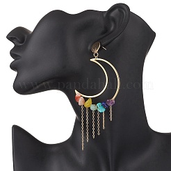 Moon Brass Dangle Stud Earrings&nbsp;EJEW-TA00717