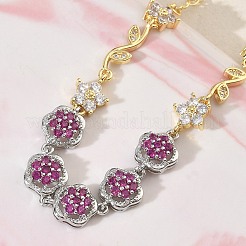 Brass Micro Pave Cubic Zirconia Link Chain Bracelets for Women&nbsp;BJEW-C156-04C-01GP