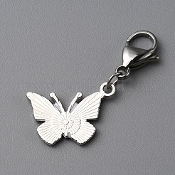Butterfly Alloy Enamel Pendant Decoration&nbsp;HJEW-WH0042-73F