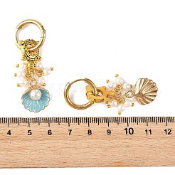 Alloy & Shell Pearl Dangle Earrings&nbsp;EJEW-JE07428