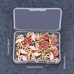 合金エナメルチャーム  フラミンゴの形  ライトゴールド  26x14x2~2.5mm  穴：1~1.6mm  15個/カラー  30個/箱&nbsp;ENAM-PH0001-04LG-WH