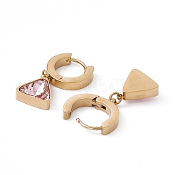 Cubic Zirconia Triangle Dangle Hoop Earrings&nbsp;EJEW-L282-07G