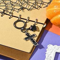 ハロウィン合金エナメルペンダント装飾  十字架と幽霊  ブラック  8.5cm&nbsp;KEYC-YW00056