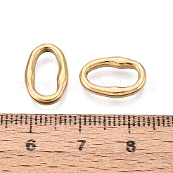 304ステンレススチールリンクリング  テクスチャ付き楕円形  イオンプレーティング（ip）  長持ちメッキ  18KGP本金メッキ  14x9x2.5mm  内径：4.5x10.5mm&nbsp;STAS-Q113-08G-01