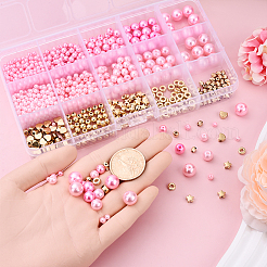 DIY Glass Pearl & CCB Plastic Bead Elastic Bracelets Making Kits&nbsp;DIY-YW0012-83