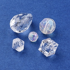 透明なアクリルビーズ  多面カット  混合図形  透明  6~17x6~11x6~11mm  穴：1~2mm  285個/箱&nbsp;TACR-FS0001-42