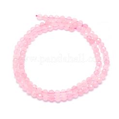天然石ローズクォーツビーズ連売り  多面カット  ラウンド  4~5mm  穴：0.8mm  約95個/連  15.35インチ（39cm）&nbsp;G-E411-26-4mm